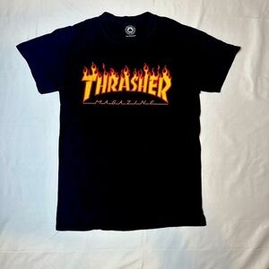 Thrasher Magazine Small T-Shirt Black Men’s Small Orange Flames Skate Sporty